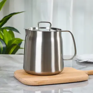 1.5L Stainless Steel Oil Filter Pot with Frying Basket, 304 Grease Container with Strainer for Cooking, Frying and Oil Storage