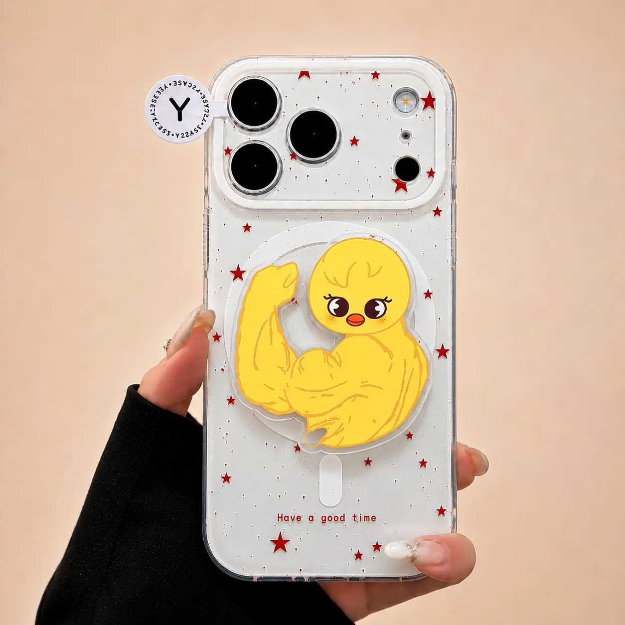 Cute Buff Chick MagSafe Phone Grip, Funny Strong Duck Acrylic Pop Socket, Kawaii Magnetic Phone Stand for iPhone Gift