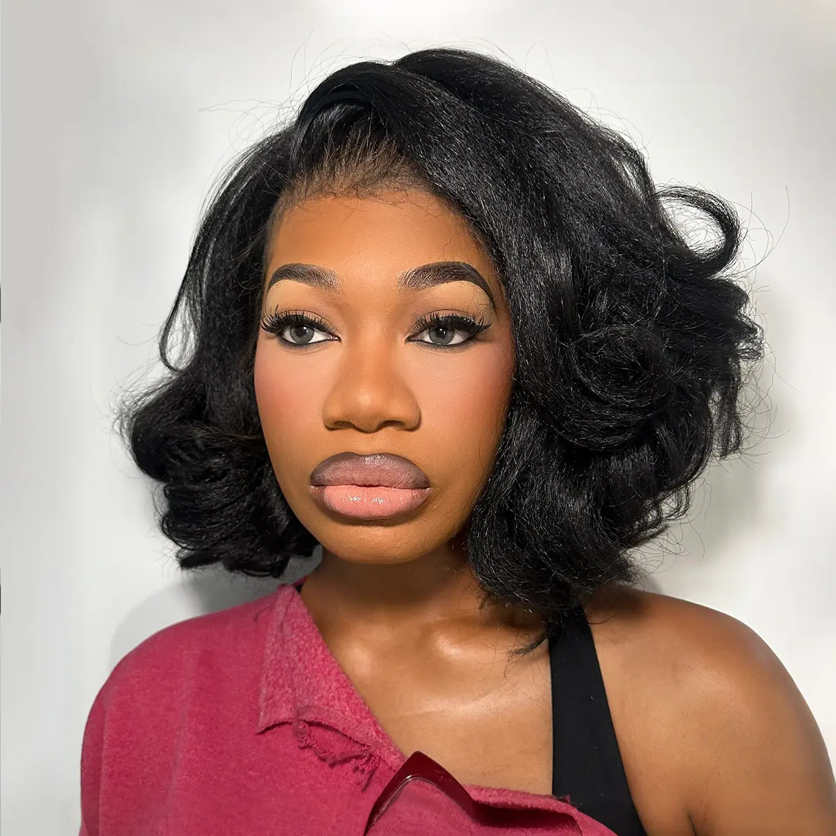 OQ HAIR Kinky Straight Wavy 7x5 Glueless Wigs Human Hair 220% Density Full Lace Front Wig Pre Everything Beginner Friendly