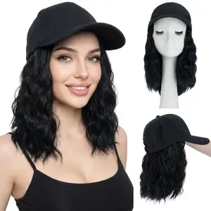 SEGOHAIR Baseball Hat Wig with Hair Extensions 8 Inch Short Curly Wavy Hairstyle Throw & Go Wig Heat Resistant Synthetic Hair Adjustable Baseball Cap Wig for Women Natural Looking Daily Wear Easy to Put On No Glue Easy Care Fashionable Convenient Hat Wig