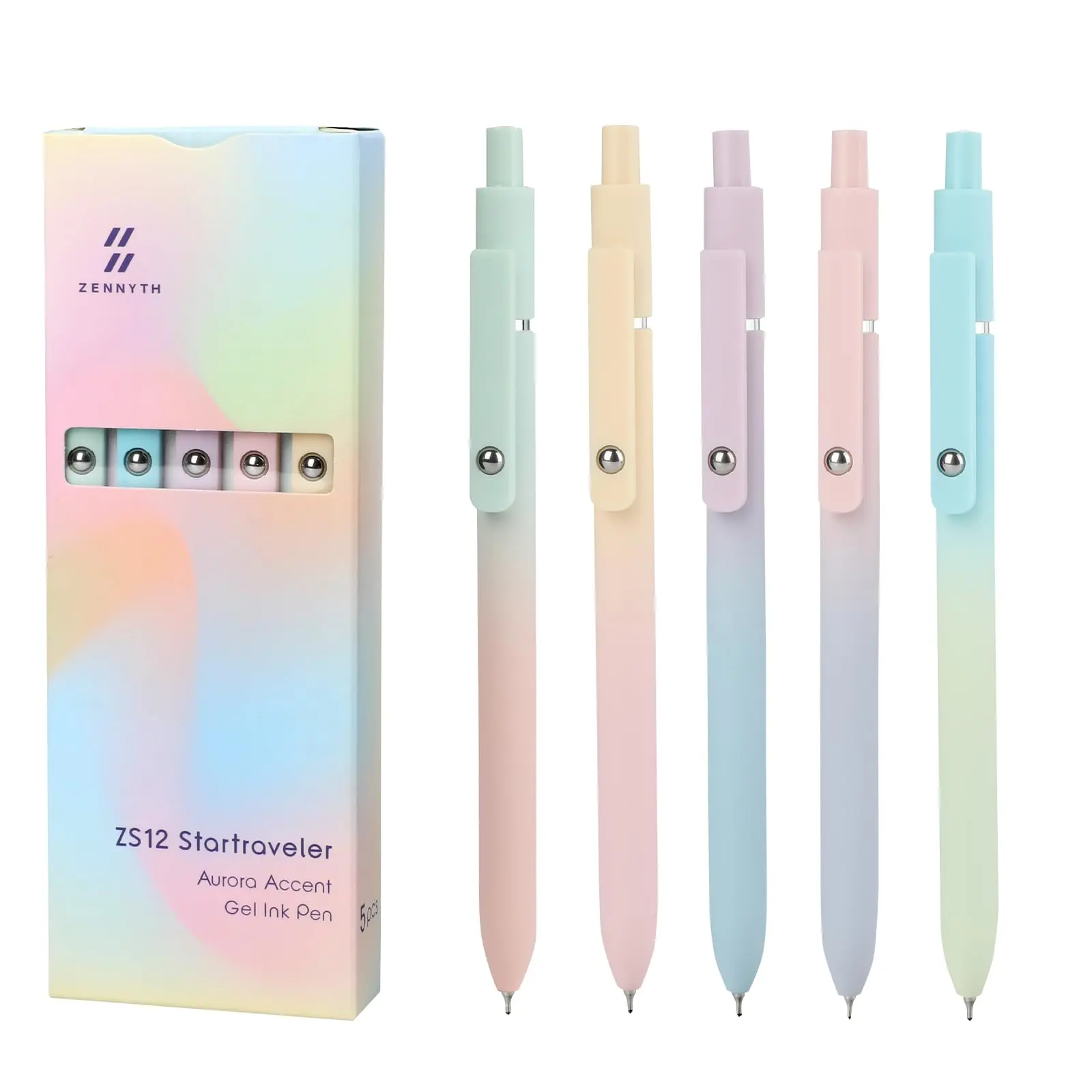 Retractable Quick-Dry Black Gel Pens Bulk, 0.7mm Fine Point, Gradient Color Barrel, Soft Silicone Grip, Detachable Design, Silent Click, for Note-Taking & Exams, 5/10/20pcs Office Stationery Graduation Gifts