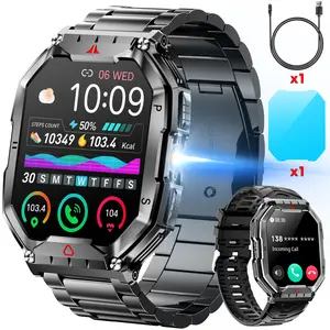 2026 Smart Watch (Answer/Make Calls) - 2.0" AMOLED Wearable Wristwatch for Men, 100+ Sports Fitness Tracker, Heart Rate/Sleep Monitor, 60-Day Flashlight, ATM Waterproof Device with Music & Camera, Compatible with Android iOS