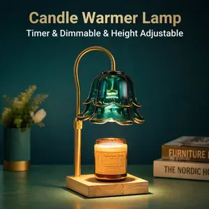 Vintage Green Candle Warmer Lamp, Birthday Gift, Lily of the Valley Flower Lamp, Height Adjustable with Timer Summer Vibes