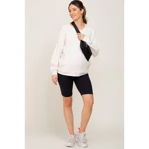 Black Wide Band Maternity Biker Shorts