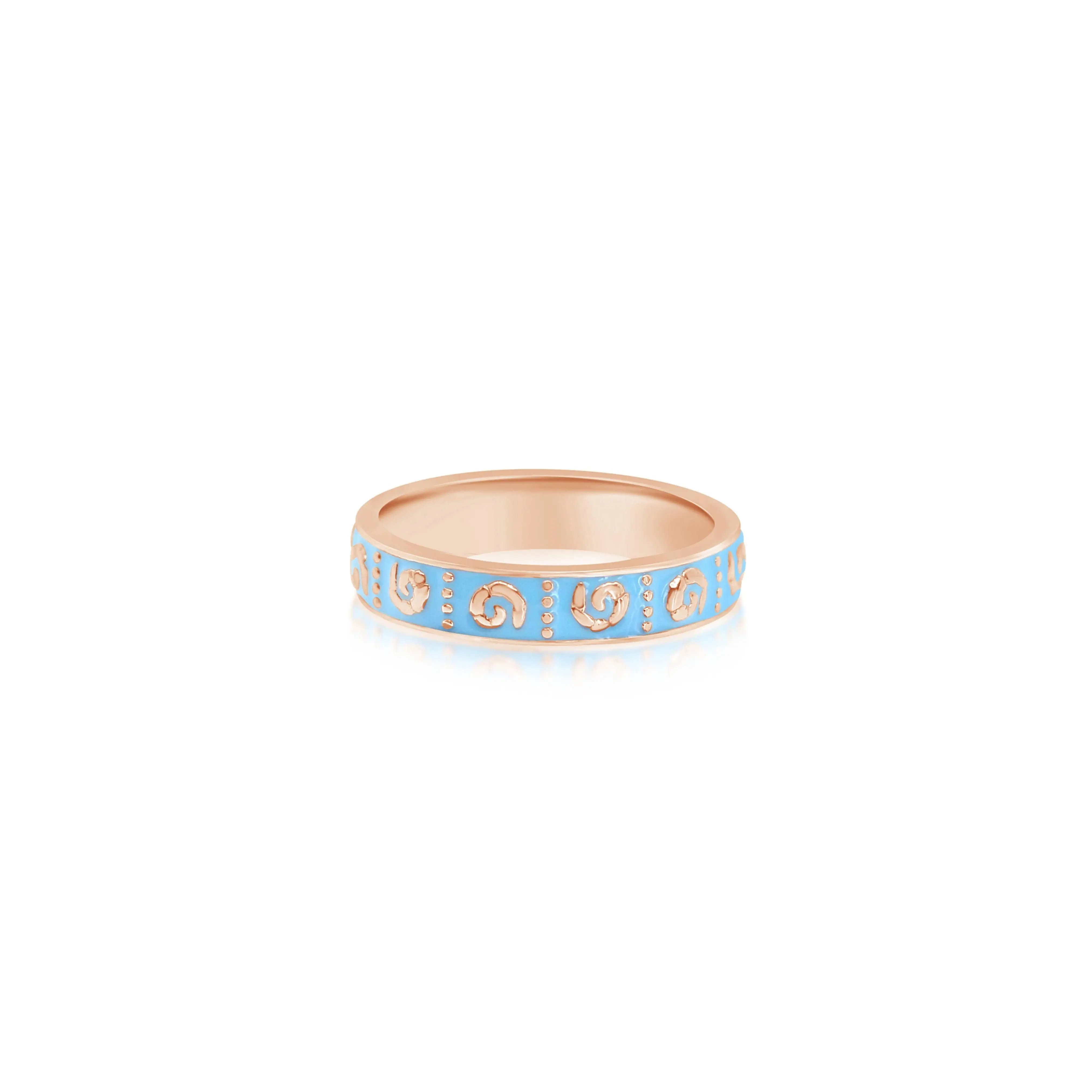 Crab Shell Blue Enamel embossed Rose Gold Plated Girl's Rings Earth2Jane