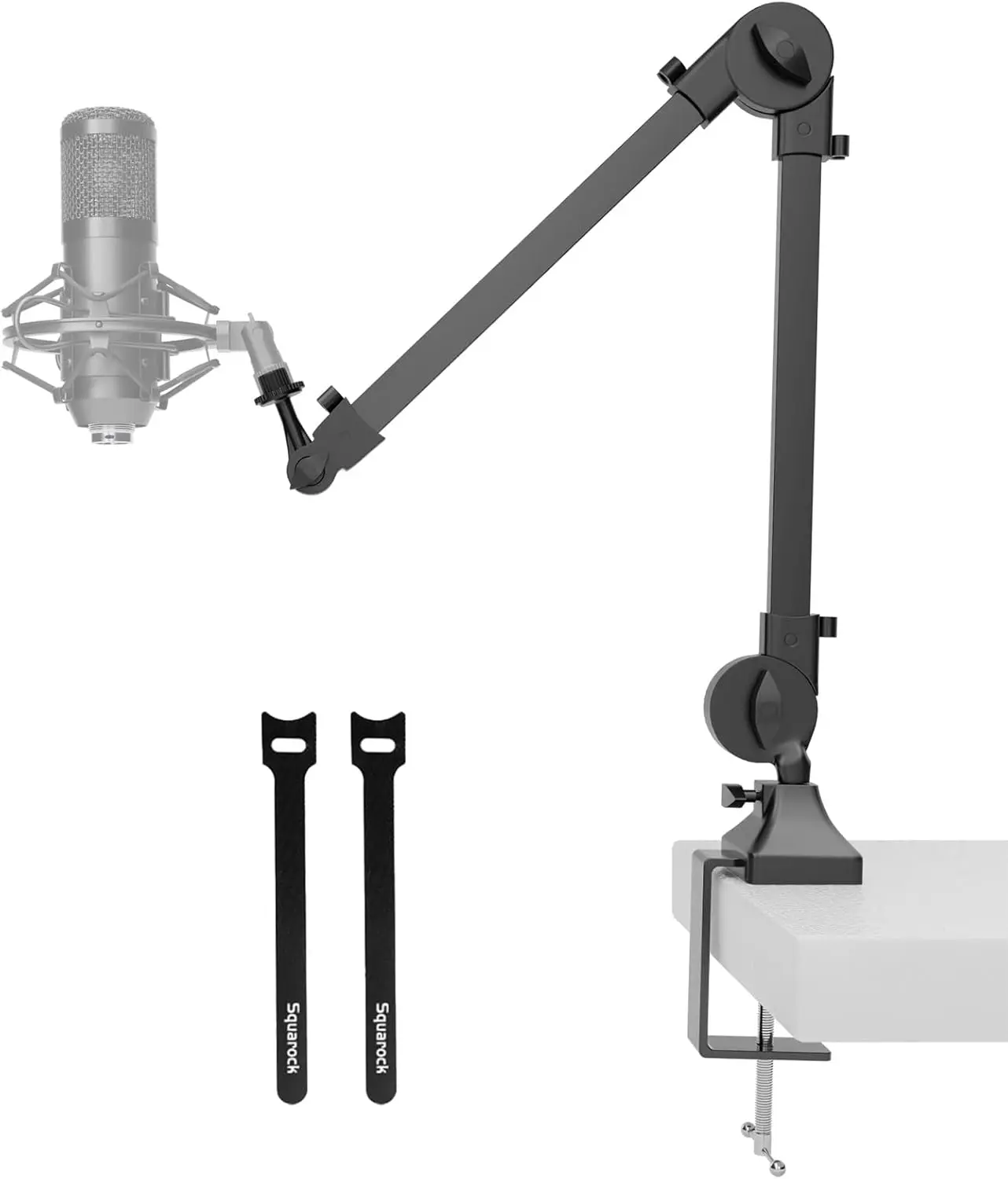 Squarock Mic Arm Mic Stand Adjustable Boom Arm Cable Management Rotatable Mic Microphone for Radio Studio, Podcast, Gaming