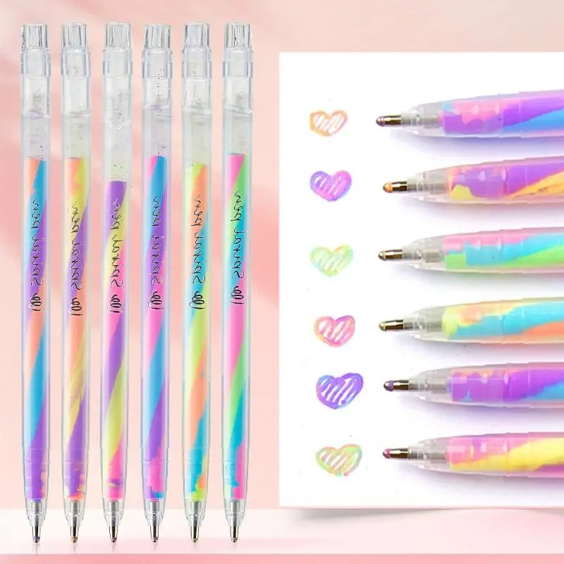 6-Pack Color-Changing Gel Pens Set, Rainbow Highlighter Markers, Doodle Drawing Pen for Coloring Books Drawing Doodling Scrapbooking Notes Artist Illustrations, Versatile Use, Gel Ink Pens