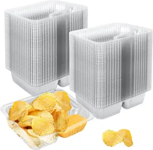 200-Pack 12oz Leakproof 2-Compartment Disposable Plastic Nacho Trays Containers, 6x5 Inches Chip and Dip Holders, Disposable Tableware for Concession Stands, Home Use