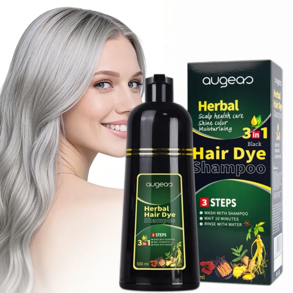 3-In-1 Black Hair Dye Shampoo – Quick Gray Coverage, Long-Lasting And Fade-Resistant, Creates Glossy, Voluminous, And Smooth Hair in Minutes, Gentle And Non-Damaging, Moisturizing, Frizz-Free, Salon-Grade Home Hair Dye for Men And Women