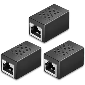 3 Pack Ethernet Coupler,   Plated Ethernet Extender, RJ45 Coupler Female to Female for Cat7/ Cat6/ Cat5/ Cat5e Network