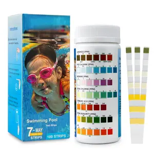 7-in-1 Pool Test Strips, 100 Strips Water Testing for Swimming Pool, Hot Tub and