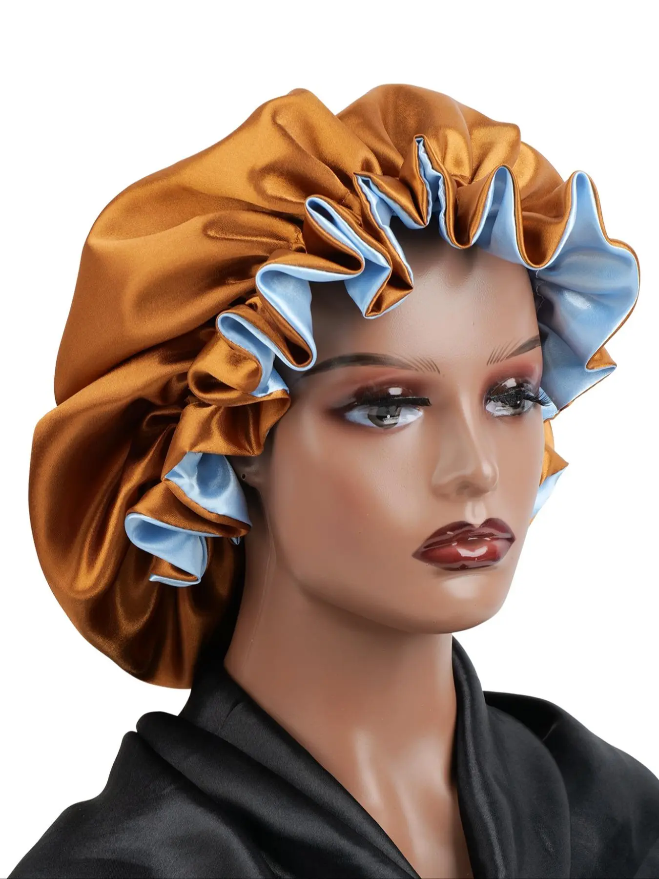 2026 New Trendy Two-Sided Sleep Cap, Sleeping Bonnet, Hair Care Cap, Hair Cap For Sleep, Silk-Like Touch Polyester, Fitted Turban Hat, Casual Style, All Seasons, Plain Pattern