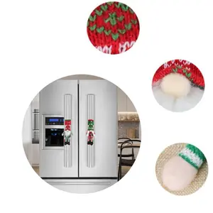 Cute Christmas Elf Gnome Handle Covers – 2-Pack Decorative Fridge, Kitchen Appliance, Door & Restaurant Door Handle Protectors, Washable Set