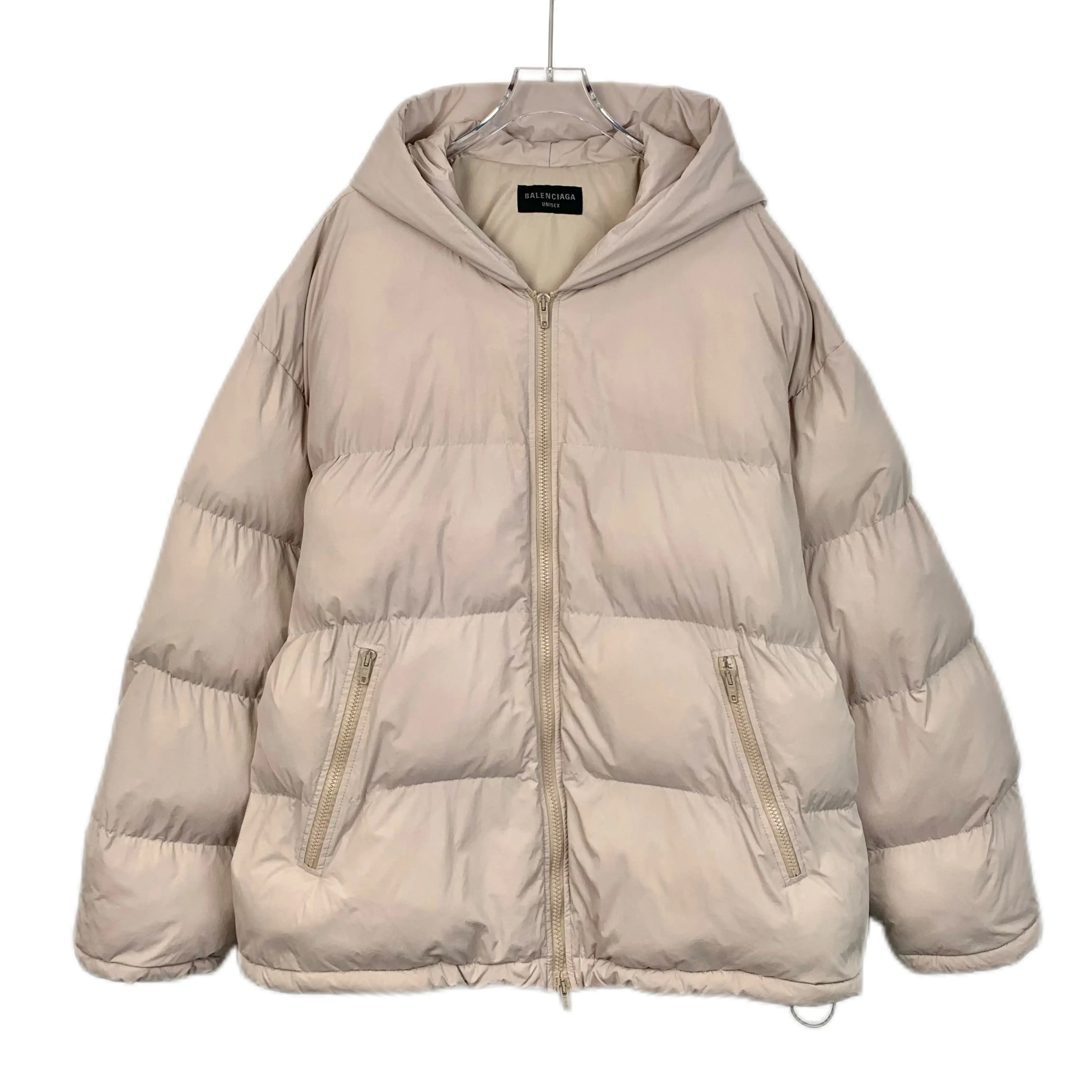 RDLT - Balenciaga Nude Pink Logo Embroidered Hooded Down Jacket Size L
