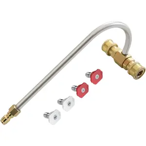 POHIR Pressure Washer Gutter Cleaner Attachment with Pressure Washer Nozzle Tips, 1/4'' Quick Connect Extension Wand for Cleaning Brick Drain Driveway Roof, Max 4000PSI