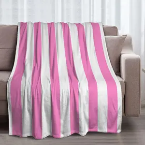 pink and white stripes Flannel blanket , super soft and breathable throw blankets for home  sofa couch chairs in the living room or bedroom 60x80