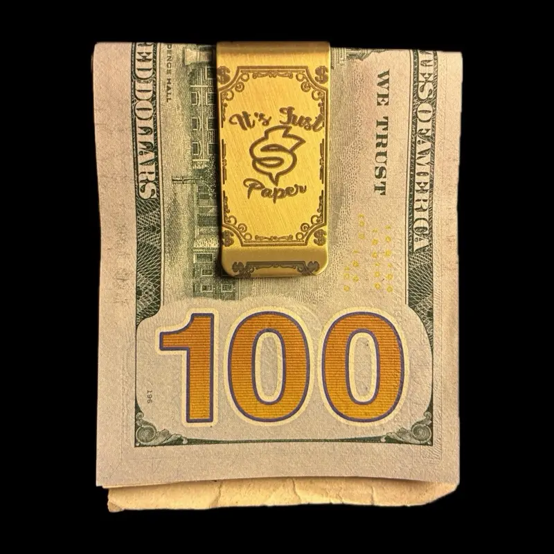 It's Just Paper Gold Stainless Steel Money Clip - Sleek Strong Minimalist Design for Secure Cash Hold