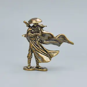 Ancient Kung Fu Couple Figurine Craft, Brass Ancient Warrior Statue, Collectible Art Decor, Decorative Sculptures, Home Office Desktop Decoration, Desktop Ornament