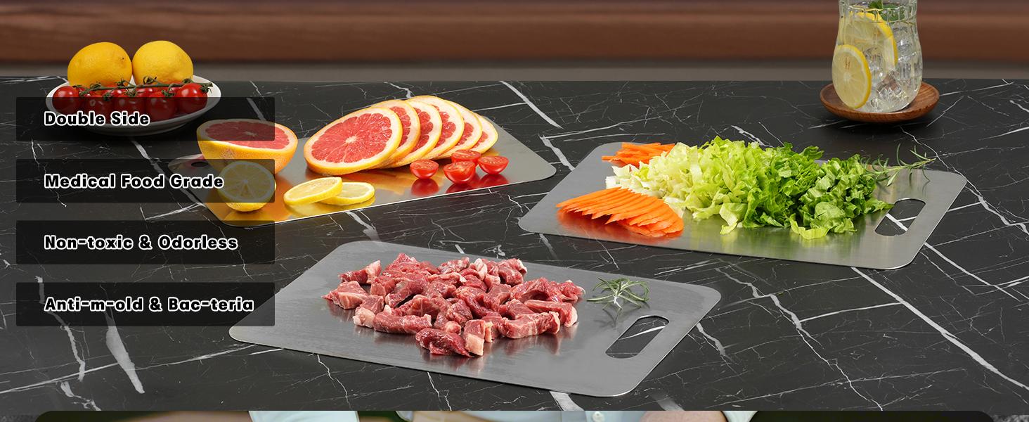 Stainless steel cutting board, upgraded kitchen hygiene non-toxic cutting board for meat/vegetable double-sided cutting board in 2026, 316 metal dishwasher safe kitchen gift (small, medium, large, choose to purchase)