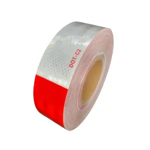 2" x150' roll DOT-C2 Premium Reflective Safety Red and White Conspicuity Tape Truck Trailer Boat Horse Trailer Diamond Pattern Long Lasting Waterproof Material, Super Strong Adhesive! 6" Red 6" White