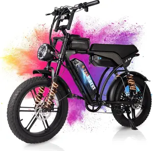 Electric Bike for Adults, Powerful 1000-2000W Motor, 20-24'' Fat Tire Ebikes, 48V15.6-31.2AH Battery,28-34MPH Speed, Full Suspension Hydralic Brakes Electric Dirt Bike