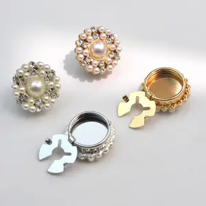 Button cover shirt cuff button pearl round rhinestone accessory button cover