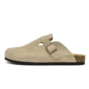 Meik Mangni Women and Men Clogs Soft Leather Mules Cork Footbed Sandals Non-Slip Comfort Potato Shoes