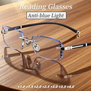 Stylish Diamond-Cut Rimless Glasses | TR90 Frame | Smart Photochromic PC Lenses with UV & Blue Light Protection | Great for Reading, Phone & Driving