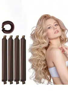 3pcs No Heat Curling Rods, Heatless Hair Curler, Slouchy Hair Curler, Silk Hair Rollers, Elastic Sleep Headband, Long Hair Curling Tools, Styling Accessories For Home Use, Heatless Curling Set, Suitable For Valentine's Day, Women