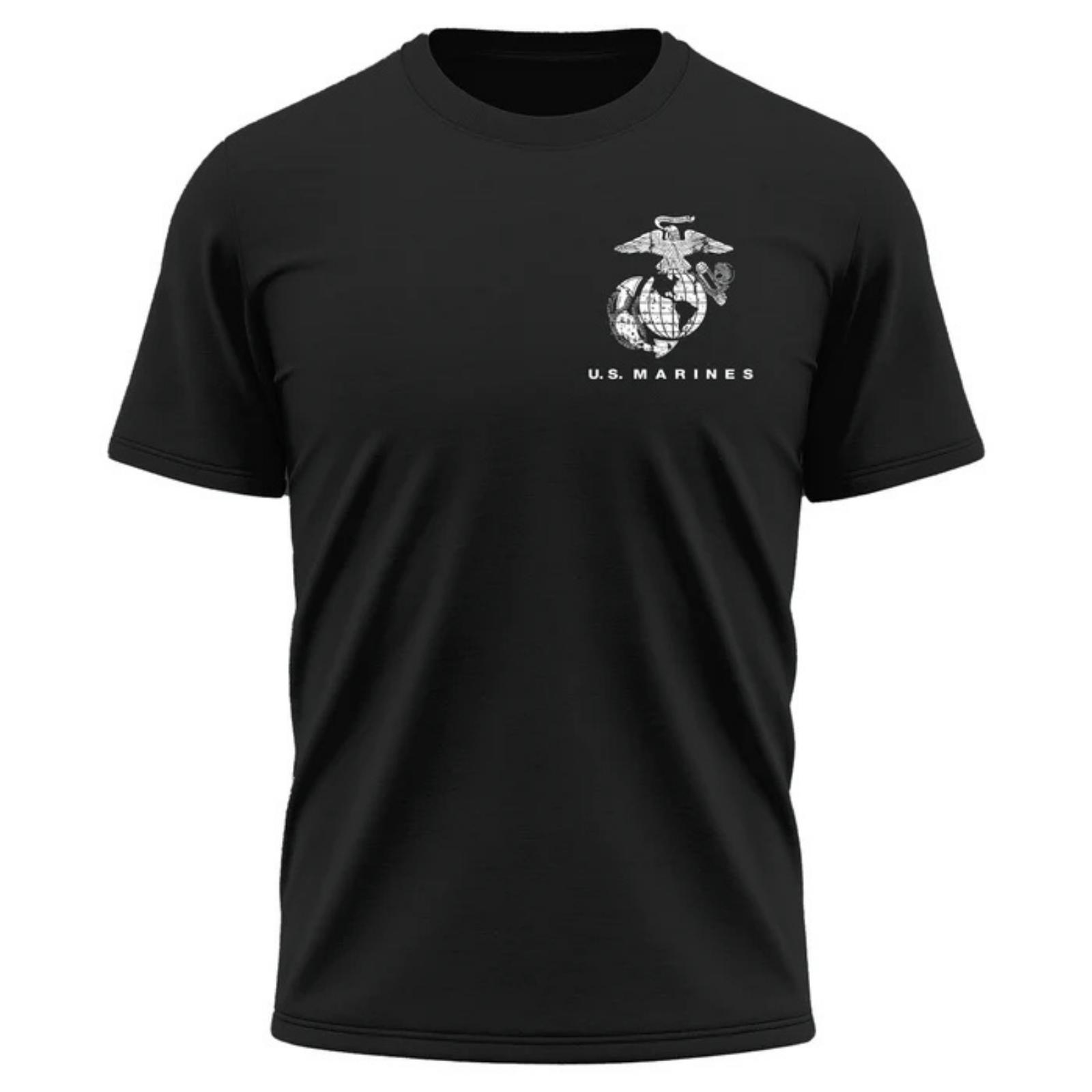 Unisex Vintage USMC Graphic T-Shirt, Soft Cotton Retro Military Print Top for Patriotic Veterans, All Seasons Casual Wear, Tshirt, Breathable Fabric, S, 4Xl