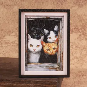 1PC Cute Cat Photo Frame Refrigerator Magnet, Warm Home Decor Magnetic Tile, Picture Frame Magnet, Photo Magnets, Fridge Magnets, Ideal for Home Decoration