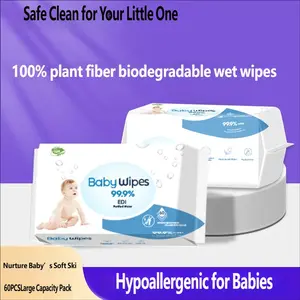 Baby Wet Wipes Pack of 60, Home Use Large Size Thickened Hand Mouth Towels, Moisturizing Care Baby Cleaning Wet Tissues