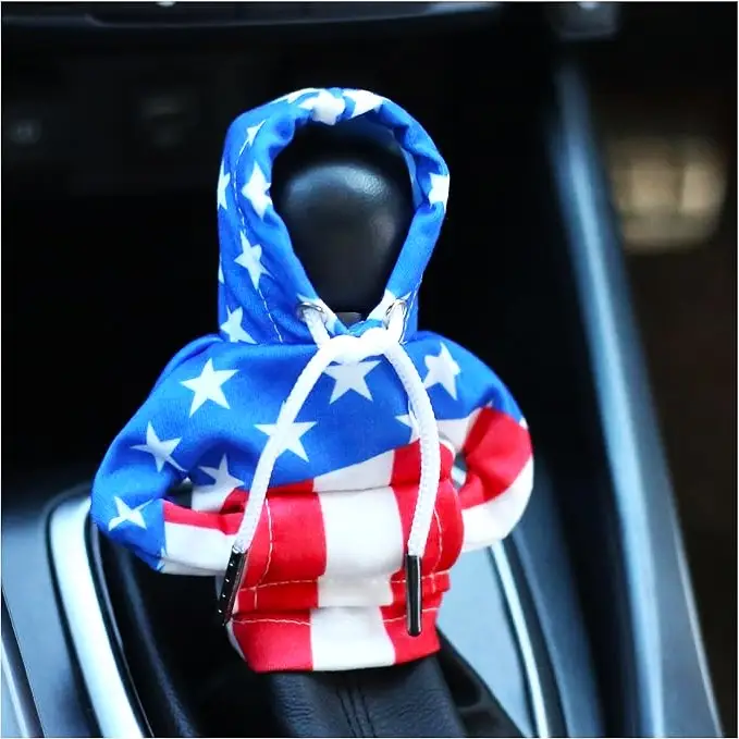 US Flag Car Shift Knob Hoodie, Gear Shift Hoodie,Gear Level Protector Cover, Automotive Car Interior Accessories,Funny Fashionable Gear Shift Cover,Tr
