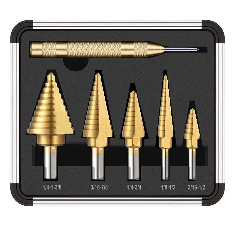 Imperial Step Drill Bits Set, Multifunctional Step Drill Set, High Speed Steel Drill Bit, Drill Bit Set, Power Tool Accessories