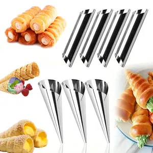 20pcs Cannoli Tubes, Shaped, Stainless Steel Pastry Horn Roll Mould for Cream Rolls, Puffs, Spiral Horn Pastry Mould Set, Cream Horn Tool for Croissants & Pastries, Filling Cones, Baking Tools, Reusable Kitchen Utensils, Cooking Utensils Set