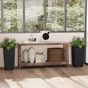 COSTWAY - Modern Flower Planter for Front Porch and Lobby-Black