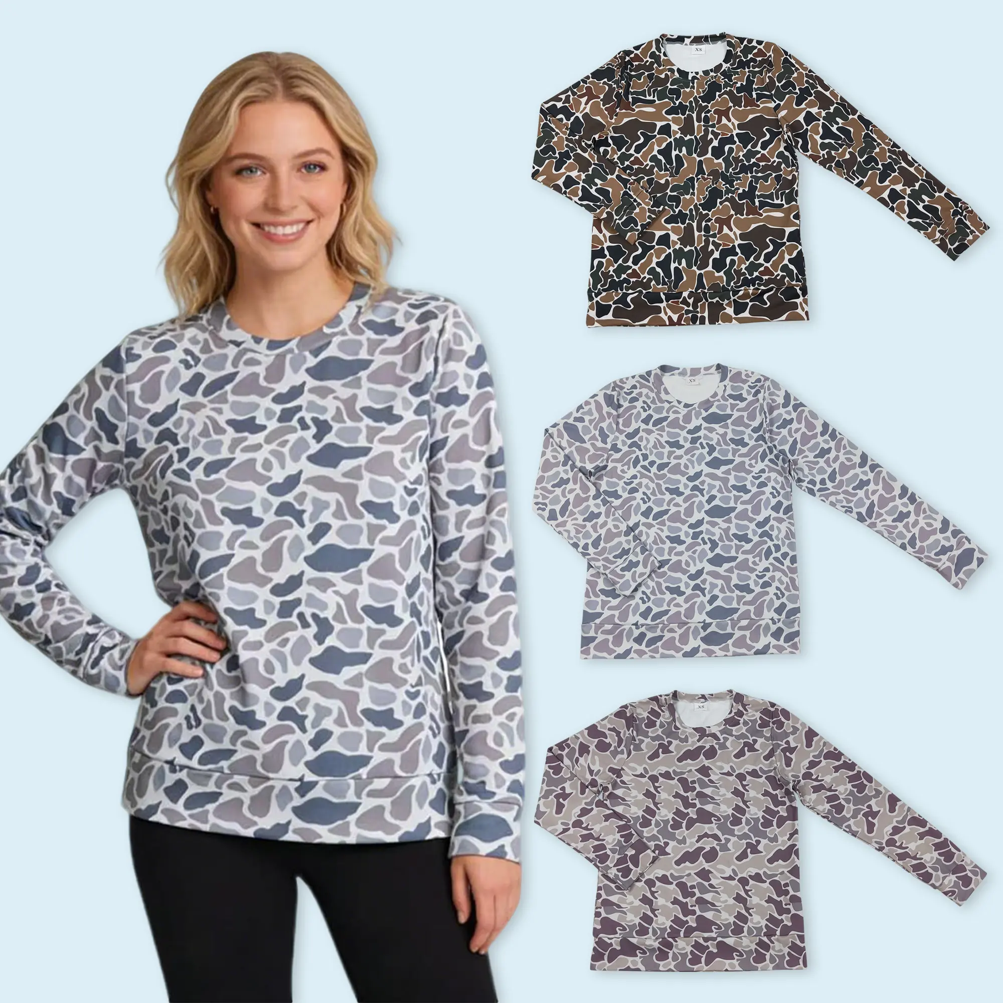 Adult women camouflage hunting season top