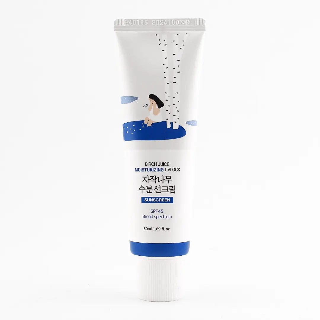 Round Lab Birch Juice Moisturizing UV Lock Sunscreen SPF 45 (50ml) - Lightweight Gel Daily Wear Facial Moisturizer with Dewy Finish, Hydrating Hyaluronic Acid & Soothing Birch Sap