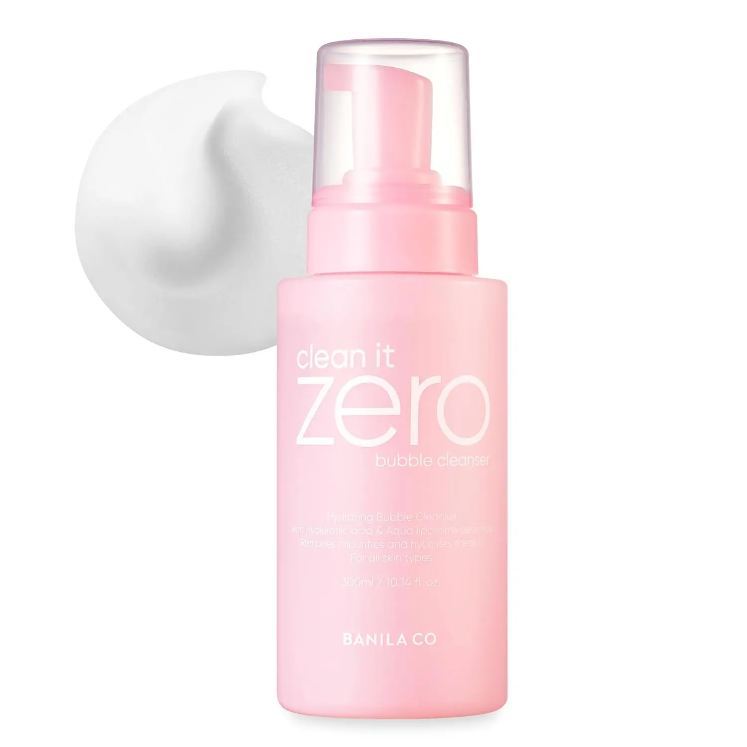 BANILA CO Clean It Zero Amino Bubble Cleanser | pH-Balanced Foaming Facial Cleanser for Sensitive Skin | Daily Moisturizing Face Wash with Hyaluronic Acid & Ceramide