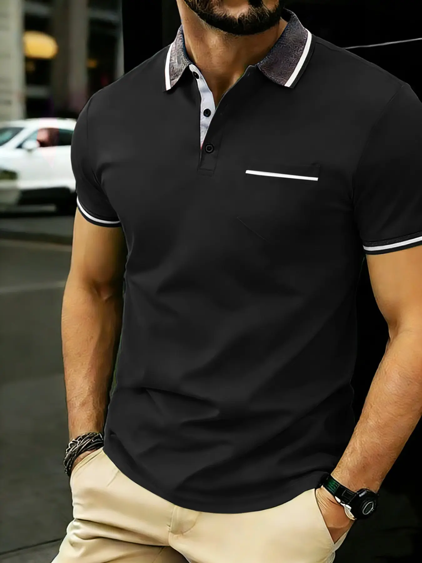 Premium Men's Classic Performance Polo Shirt, Breathable Summer Polos | Button Placket & Chest Pocket | Moisture-Wicking Knit Fabric | Casual Stylish Collared Tee for Office, Golf & Weekend Outings Breathable Polo Shirts