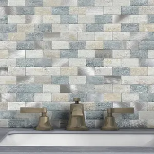 Peel and Stick Brick Backsplash for Kitchen, Splash for Bathroos Walls Tiles (10sheets,Blue Gray)