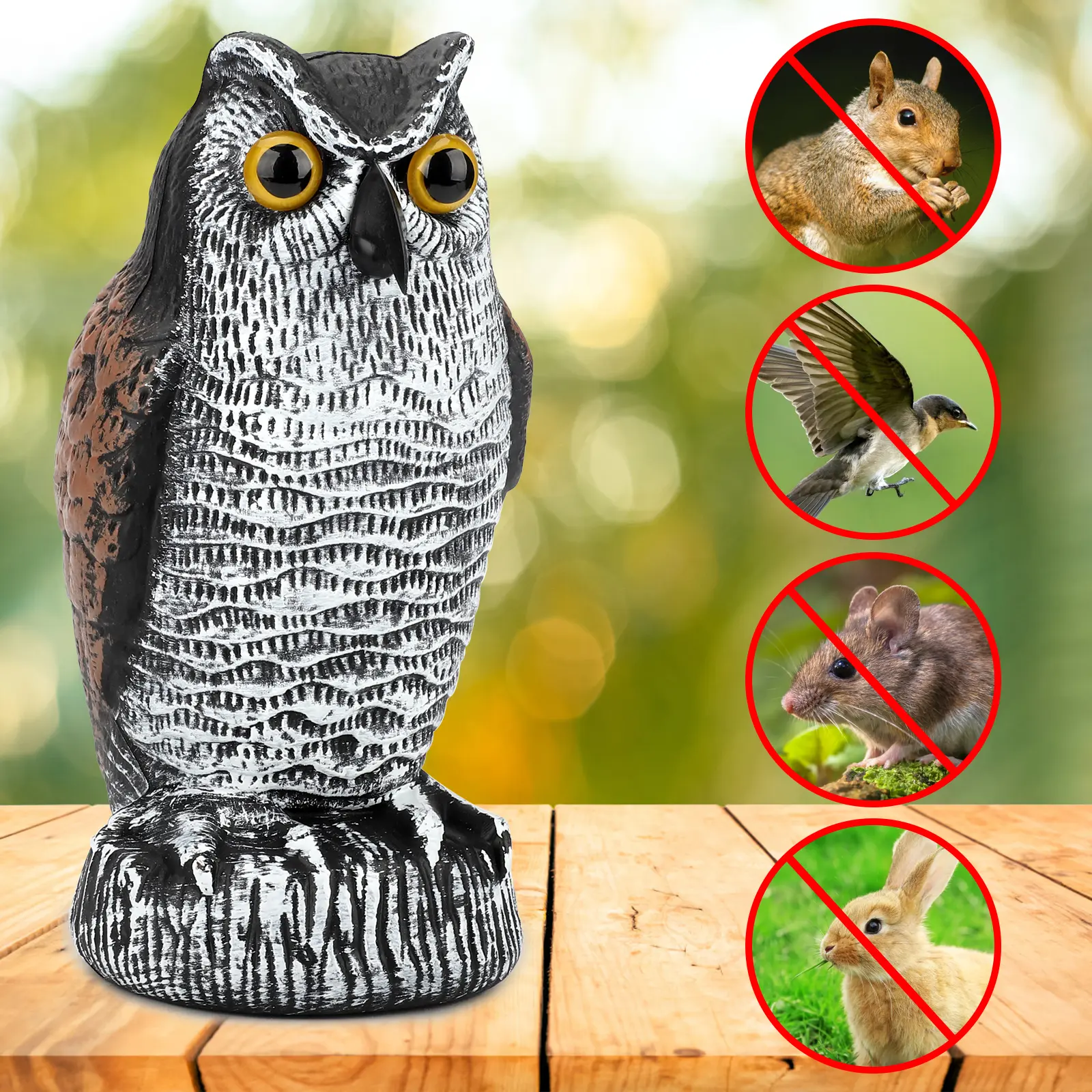 Large Fake Owls Bird Scare Devices - Plastic Decoy to Scare Birds Away, Owl Scarecrow for Outdoor Garden, Yard Decoration, Owl Garden Statues accessory