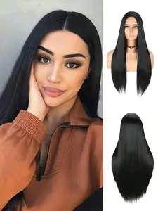Long Straight Wigs for Women, Gorgeous Fluffy Wigs without Bangs, Synthetic Heat-resistant Wigs for Party, Daily Use