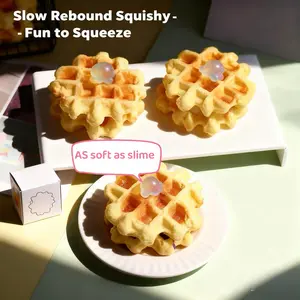 2pcs Realistic Waffle Slow Rebound Stress Relief Fidgeting Decor, Super Soft Squishy Fidget Relief Desktop Ornament, Cute Aesthetic Home Office Decorative Piece, Stress Relief Decoration, Decompression Squeeze