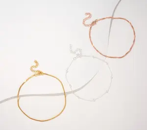 UltraFine 950 Silver Set of 3 9" + 2" Anklets