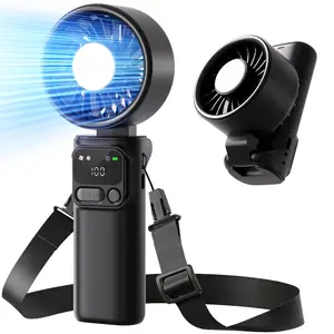 Portable Handheld Turbo Fan - 199 Gear High Speed 180° Adjustable 3600mAh Ice Cooling Personal Hand Fan, with Flashlight/SOS Travel Essentials, Beach Vacation, Gifts for Women, Men, Cordless Rechargeable Fan, Rechargeable Camping Fan