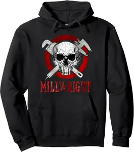 Millwright Tools And Skull Pullover Hoodie