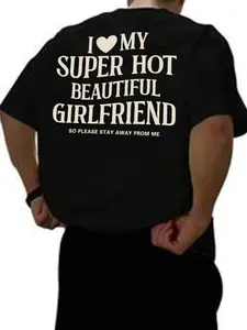 Couples Printed T-Shirt with Fun Design, Love Casual Comfortable Style for Home and Outings, Fitted Short Sleeve for Everyday Wear