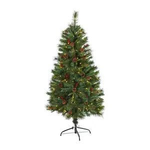 Nearly Natural 5-ft Mixed Pine Christmas Tree w/ LED Lights