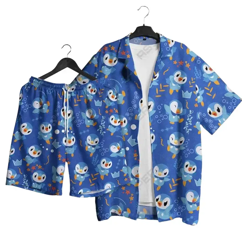 Piplup PKM poke Set Hawaiian Shirt mon For All Ages Tropical Button Up Shirt Unisex Summer Outfit Cute Beach Shorts  Retro Pattern Shirt Gifts Limited Drop 2026 – Cute Anime Hawaiian Shirt (Summer Exclusive)